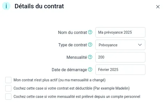 Détails Prévoyance