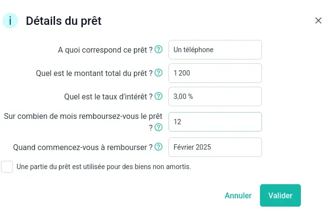 Détails pret téléphone