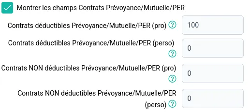 contrats PER/prévoyance/mutuelle vue mensuelle